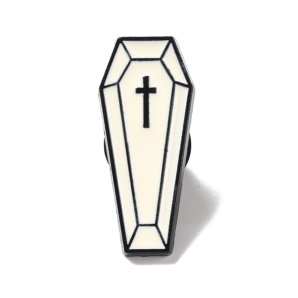 

PandaHall Coffin with Cross Enamel Pin, Halloween Alloy Badge for Backpack Clothing, Electrophoresis Black, Beige, 28x12x2mm, Pin: 1mm..., Yellow