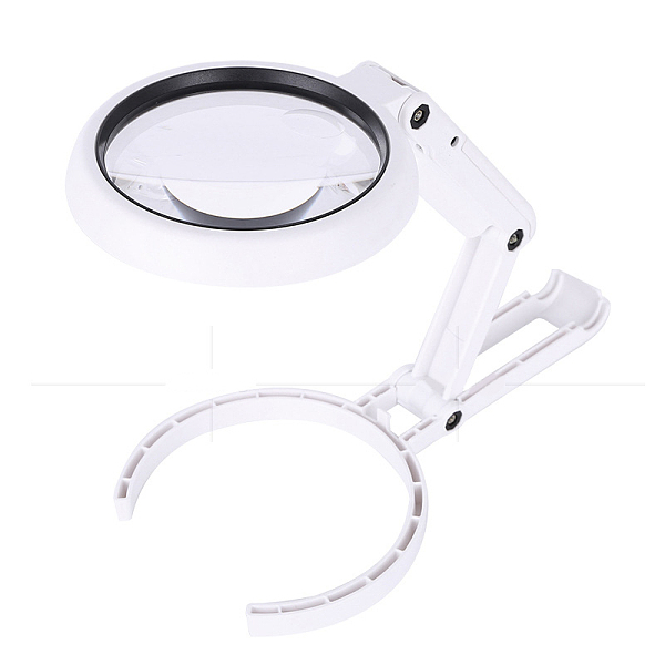 

PandaHall ABS Plastic Handheld and Desktop Foldable Illuminated Magnifier, with Acrylic Optical Lenses and 8PCS LED Light, White...