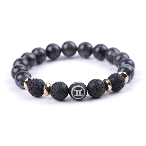 

PandaHall Natural Lava Rock Stretch Bracelets, Constellation Bracelet, Gemini, Inner Diameter: 2-3/8 inch(6cm) Lava Rock Gemini
