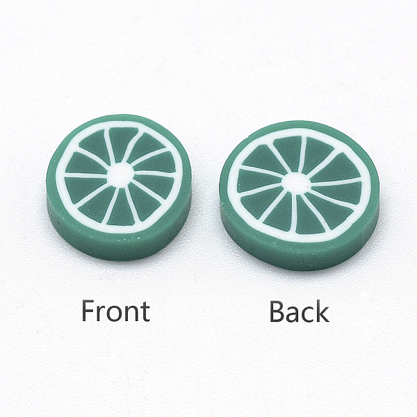 

PandaHall Handmade Polymer Clay Cabochons, Fruit, Sea Green, 9~10x2~3mm Polymer Clay Fruit Green