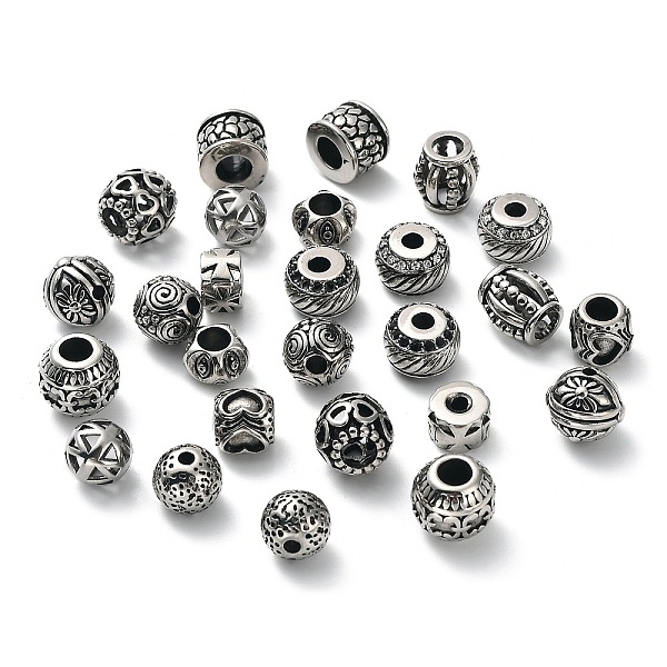 

PandaHall 304 Stainless Steel Beads, with Rhinestone, Mixed Shapes, Antique Silver, 8~12.5x8~12.5x6~11mm, Hole: 1.5~5.5mm 304 Stainless...