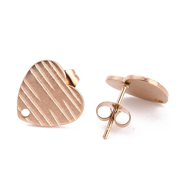 

PandaHall Ion Plating(IP) 304 Stainless Steel Stud Earring Findings, with Ear Nuts/Earring Backs and Hole, Textured Heart Shape with Cross...