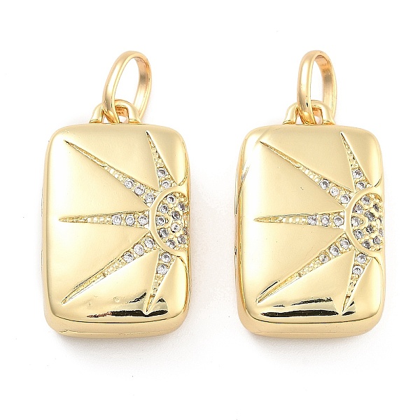 

PandaHall Brass Pave Clear Cubic Zirconia Pendants, with Jump Ring, Rectangle, 23x14x7mm, Hole: 7mm Brass+Cubic Zirconia Rectangle Clear