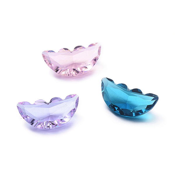 

PandaHall Glass Rhinestone Beads, No Hole/Undrilled, Faceted, Wing/Moon, Mixed Color, 20x10x6mm Glass Moon Multicolor
