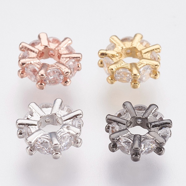 

PandaHall Brass Micro Pave Cubic Zirconia Beads, Lead Free & Cadmium Free, Wheel, Mixed Color, 8x2.8mm, Hole: 2.5mm Brass+Cubic Zirconia...