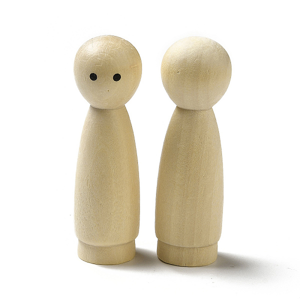 

PandaHall Unfinished Wooden Peg Dolls Display Decorations, for Painting Craft Art Projects, Beige, 21.5x71mm Wood Eye Yellow