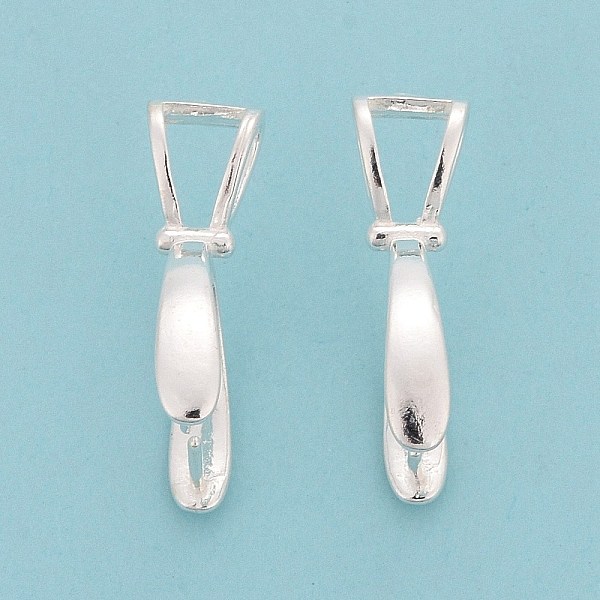 

PandaHall 925 Sterling Silver Ice Pick Pinch Bails, Silver, 22x16x6.5mm, Hole: 5.4x3mm, Pin: 0.7mm Sterling Silver