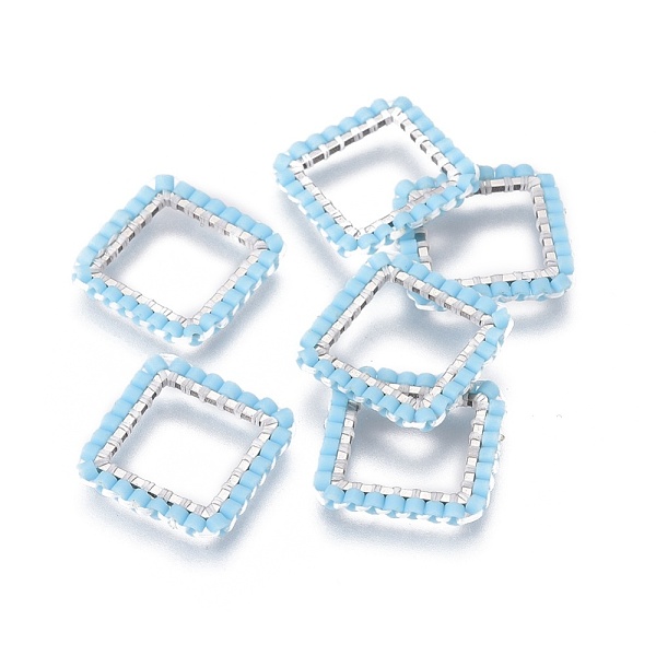 

PandaHall MIYUKI & TOHO Handmade Japanese Seed Beads, with 304 Stainless Steel Link Rings, Loom Pattern, Square, Silver, Light Sky Blue...