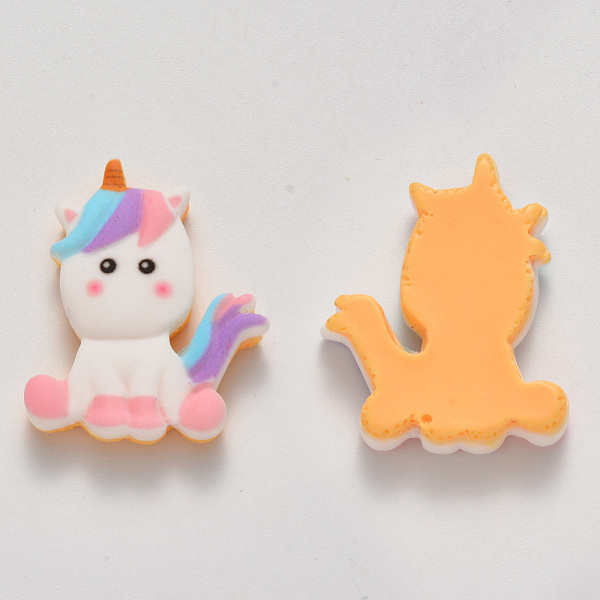 

PandaHall Resin Cabochons, Unicorn, Colorful, 32x27x6.5mm Resin Unicorn