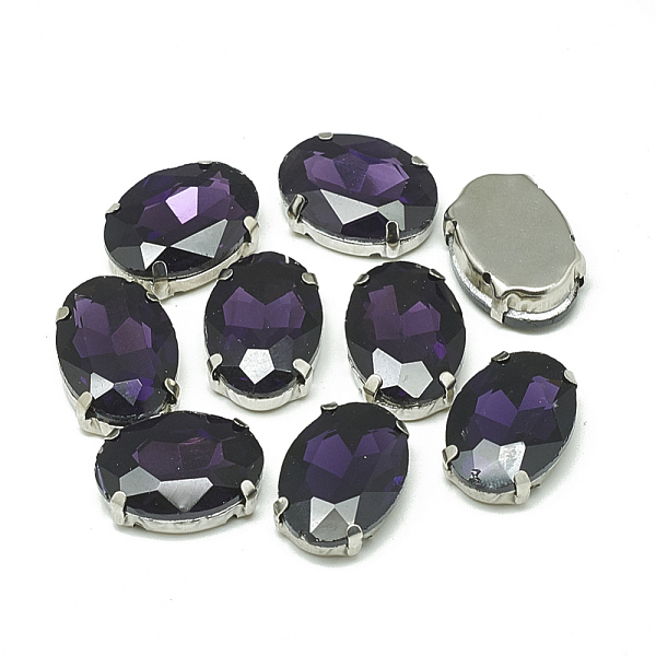 

PandaHall Sew on Rhinestone, Multi-strand Links, Glass Rhinestone, with Brass Prong Settings, Garments Accessories, Faceted, Oval, Platinum..., Purple
