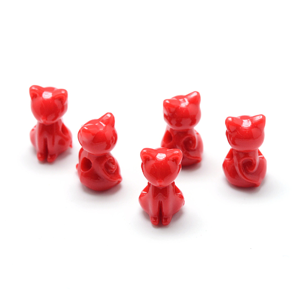 

PandaHall Opaque Acrylic Kitten Beads, Cat, Red, 14.5x8.5x9.5mm, Hole: 2.5mm, about 860pcs/500g Acrylic Cat Shape Red