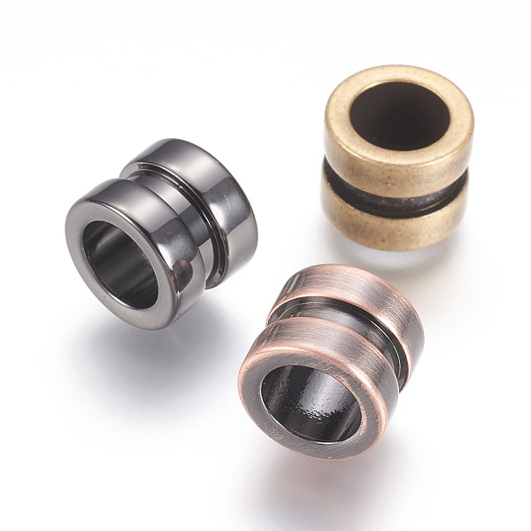 

PandaHall 304 Stainless Steel Beads, Large Hole Beads, Grooved Beads, Column, Mixed Color, 10x8mm, Hole: 6.5mm 304 Stainless Steel Column