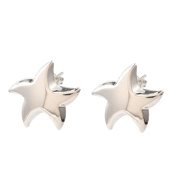 

PandaHall Star Brass Stud Earrings, Long-Lasting Plated, Lead Free & Cadmium Free, Platinum, 21x23mm, Pin: 12x0.8mm Brass Star