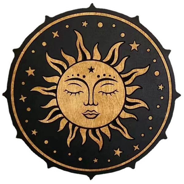 

PandaHall Wood Wall Decorations, Home Hanging Decoration, Sun, 200mm Wood Sun