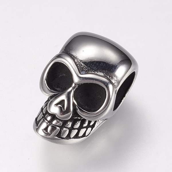 

PandaHall 304 Stainless Steel Beads, Skull, Antique Silver, 18.5x12.5x11.5mm, Hole: 6mm 304 Stainless Steel Skull