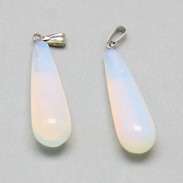 

PandaHall Opalite Pendants, with Iron Findings, teardrop, Platinum, 33x9.5~10mm, Hole: 6x2mm Opalite Teardrop