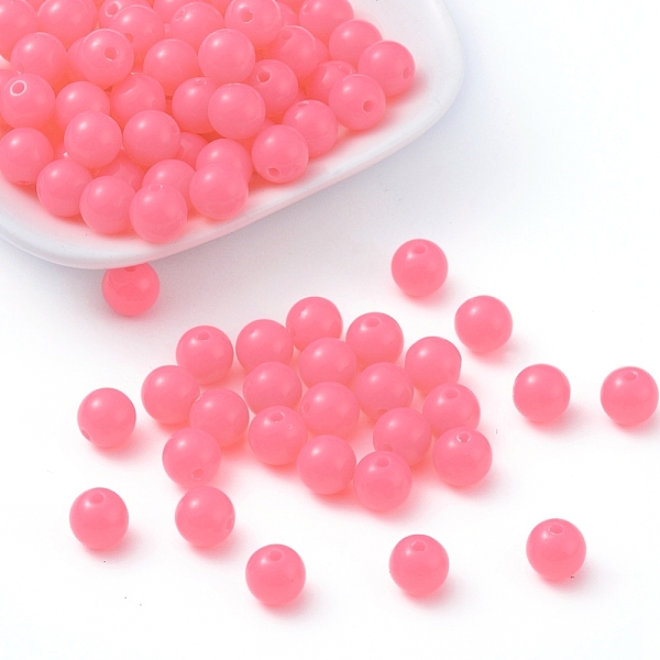 

PandaHall Fluorescent Acrylic Beads, Round, Hot Pink, 8mm, Hole: 1.5mm, about 1700pcs/500g Acrylic Round Pink
