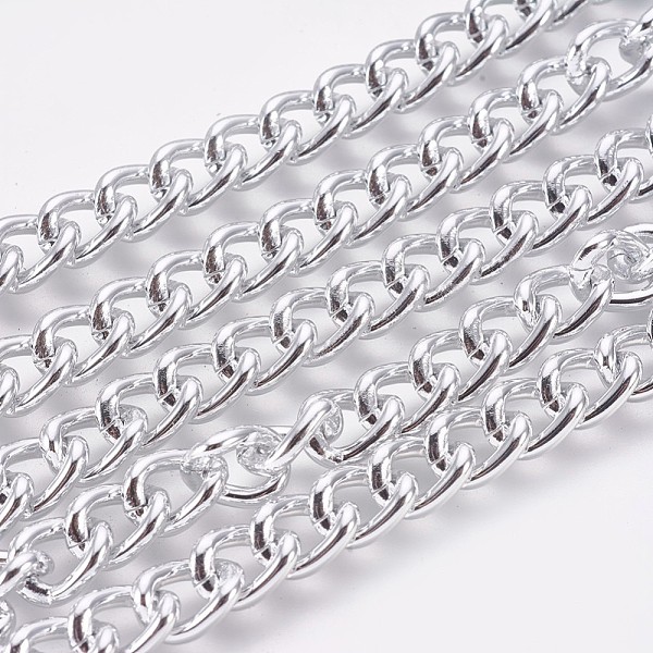 

PandaHall Aluminium Twisted Chains Curb Chains, Unwelded, Silver Color Plated, 9x7x2mm Aluminum Silver