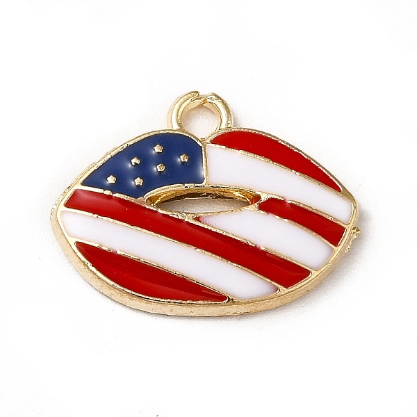

PandaHall American Flag Style Alloy Enamel Charms, Cadmium Free & Nickel Free & Lead Free, Lip Charms, Golden, White, 14x18x2mm, Hole: 1.8mm...
