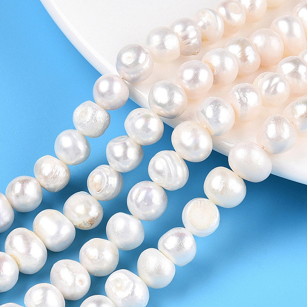 

PandaHall Natural Cultured Freshwater Pearl Beads Strands, Potato, Creamy White, 6~11.5x7~9mm, Hole: 0.6mm, about 46~47pcs/strand...