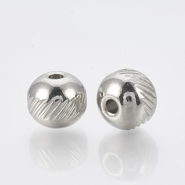 

PandaHall 201 Stainless Steel Spacer Beads, Round, Stainless Steel Color, 8x7mm, Hole: 2mm 201 Stainless Steel Round