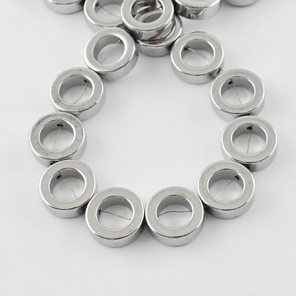 

PandaHall Electroplated Non-magnetic Synthetic Hematite Beads Strands, Grade A, Donut, Platinum Plated, 10x3mm, Hole: 1mm, 40pcs/strand...