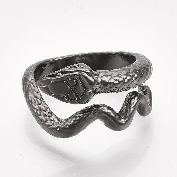 

PandaHall Alloy Cuff Finger Rings, Snake, Gunmetal, Size 8, 18mm Alloy