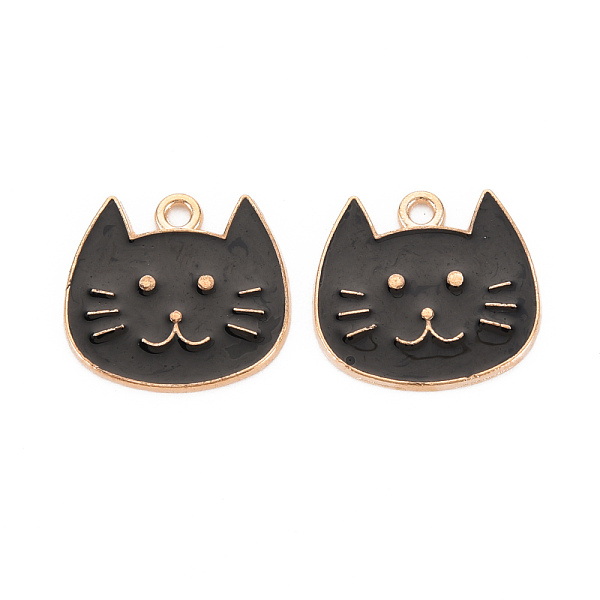 

PandaHall Alloy Enamel Pendants, Cadmium Free & Lead Free, Light Gold, Cat, Black, 16x17x1.5mm, Hole: 1.6mm Alloy+Enamel Cat Shape Black