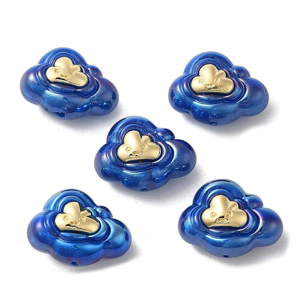 

PandaHall Resin Cartoon Cloud Beads, with Golden Plated Alloy Smiling Face, Blue, 22x29x15mm, Hole: 1.8mm Resin Cloud Blue