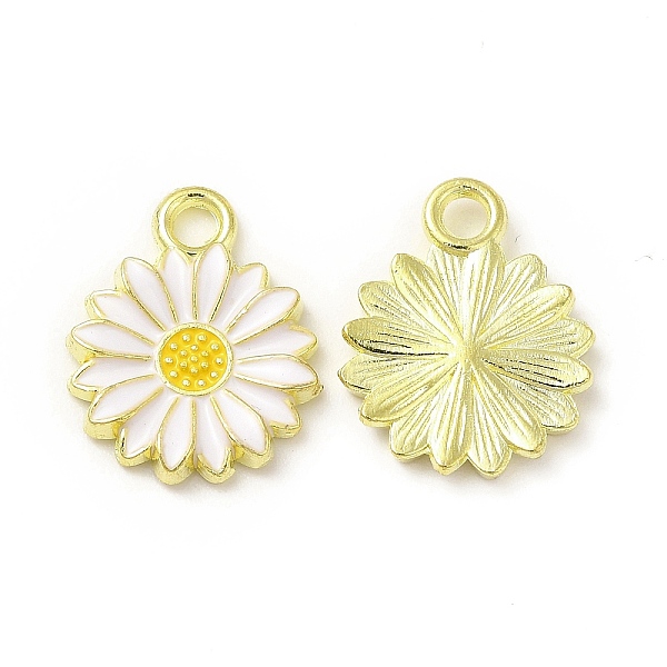 

PandaHall Alloy Enamel Charms, Light Gold, Sunflower Charm, Ghost White, 17x13x2mm, Hole: 2mm Alloy+Enamel Flower