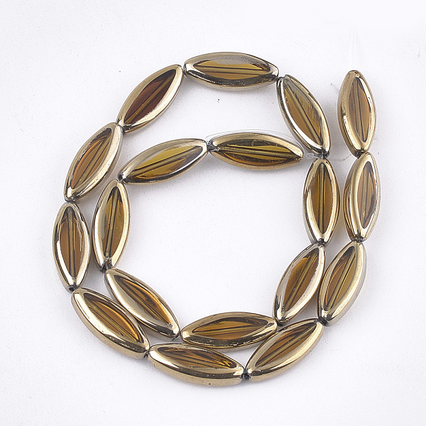 

PandaHall Electroplate Glass Beads Strands, Edge Plated, Horse Eye, Peru, 19.5~20x7.5~8x4mm, Hole: 1mm, about 18pcs/strand, 13.5 inch Glass..., Brown