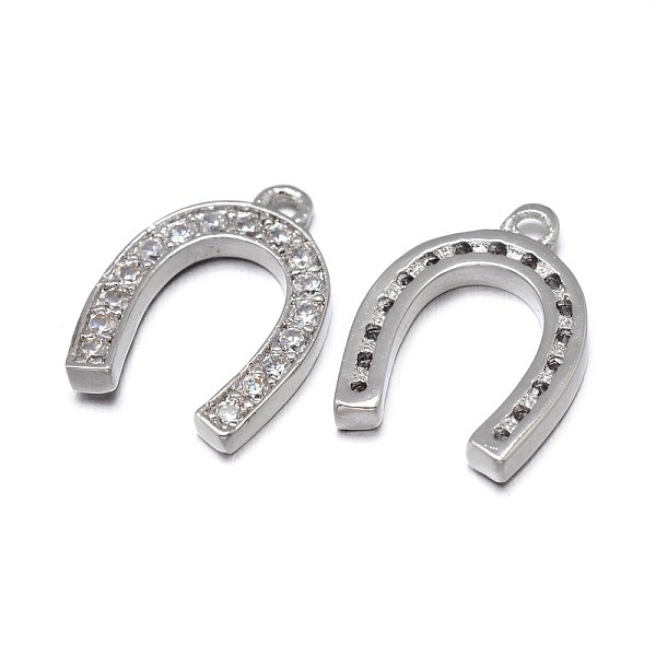 

PandaHall Horseshoe Brass Micro Pave Cubic Zirconia Charms, Grade AAA, Lead Free & Nickel Free & Cadmium Free, Real Platinum Plated...