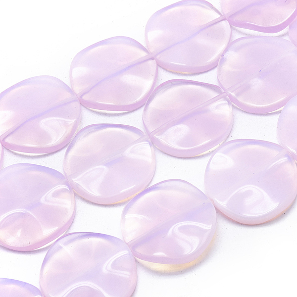 

PandaHall Opalite Beads Strands, Flat Round, Wavy, 34.5x6.5mm, Hole: 1.5mm, about 11pcs/strand, 14.96 inch(38cm) Opalite Flat Round