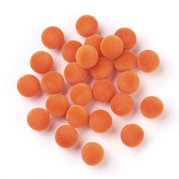 

PandaHall Flocky Acrylic Beads, Half Drilled, Round, Orange Red, 16mm, Hole: 1.6mm Acrylic Round