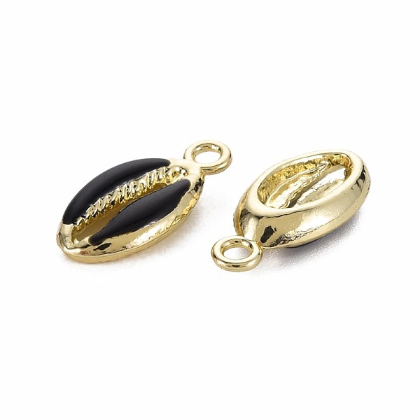 

PandaHall Alloy Enamel Pendants, Cowrie Shell Shape, Light Gold, Black, 17x8.5x3.5mm, Hole: 1.8mm Alloy+Enamel Shell Shape Black