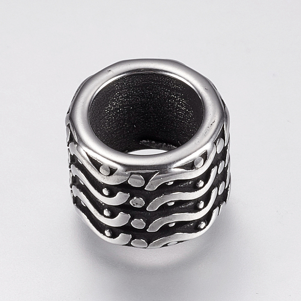 

PandaHall 304 Stainless Steel Beads, Column, Antique Silver, 12x9mm, Hole: 8mm 304 Stainless Steel Column