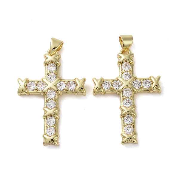 

PandaHall Brass Micro Pave Clear Cubic Zirconia Pendants, Cross, Real 16K Gold Plated, 32x22x4mm, Hole: 4x3.5mm Brass+Cubic Zirconia Cross...