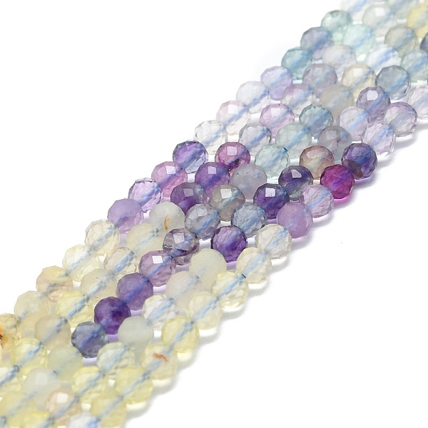 

PandaHall Natural Fluorite Beads Strands, Faceted, Round, 4mm, Hole: 0.8mm, about 108pcs/strand, 15.16''~15.55''(38.5~39.5cm) Fluorite Round