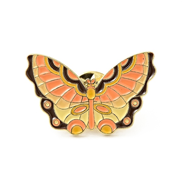 

PandaHall Flower Butterfly Enamel Pin, Gold Plated Alloy Badge for Backpack Clothes, Dark Orange, 18.5x30x1.5mm Alloy+Enamel