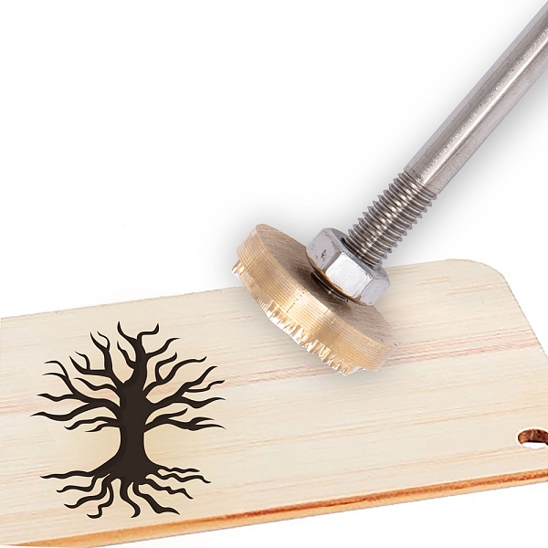 PandaHall Stamping Embossing Soldering Brass with Stamp, for Cake/Wood, Animal Pattern, 40mm Brass Tree