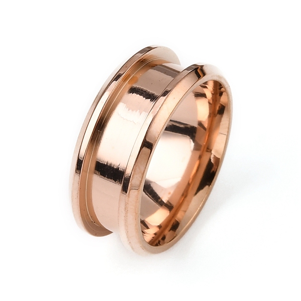 

PandaHall 201 Stainless Steel Grooved Finger Ring Settings, Ring Core Blank, for Inlay Ring Jewelry Making, Rose Gold, Inner Diameter: 16mm...