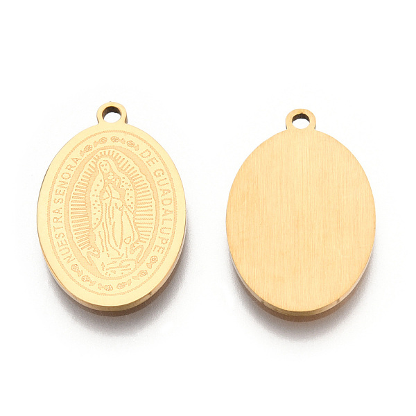 

PandaHall 201 Stainless Steel Pendants, Oval Charm with Virgin Mary, Real 18K Gold Plated, 19.5x12.5x1mm, Hole: 1.4mm 201 Stainless Steel...