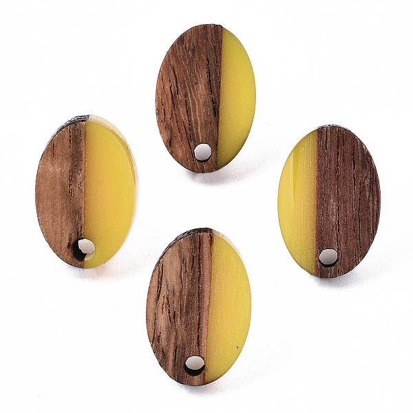 

PandaHall Resin & Walnut Wood Stud Earring Findings, with 304 Stainless Steel Pin, Oval, Gold, 15x10mm, Hole: 1.8mm, Pin: 0.7mm Resin+Wood...