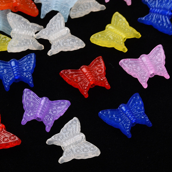 

PandaHall Transparent Acrylic Beads, Dyed, Butterfly, Mixed Color, 12x15x3.5mm, Hole: 1.5mm, about 1750pcs/500g Acrylic Butterfly Multicolor