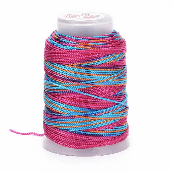 

PandaHall 5 Rolls 12-Ply Segment Dyed Polyester Cords, Milan Cord, Round, Fuchsia, 0.4mm, about 71.08 Yards(65m)/Roll Polyester Pink