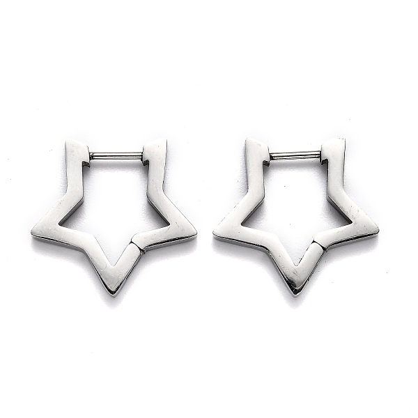 

PandaHall 304 Stainless Steel Star Huggie Hoop Earrings, Stainless Steel Color, 20x21x3mm, Pin: 1mm 304 Stainless Steel Star