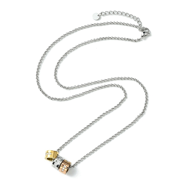

PandaHall Rings 304 Stainless Steel with Rhinestone Pendant Necklace with Rolo Chains, Multi-color, 20.04 inch(50.9cm) Rhinestone Ring