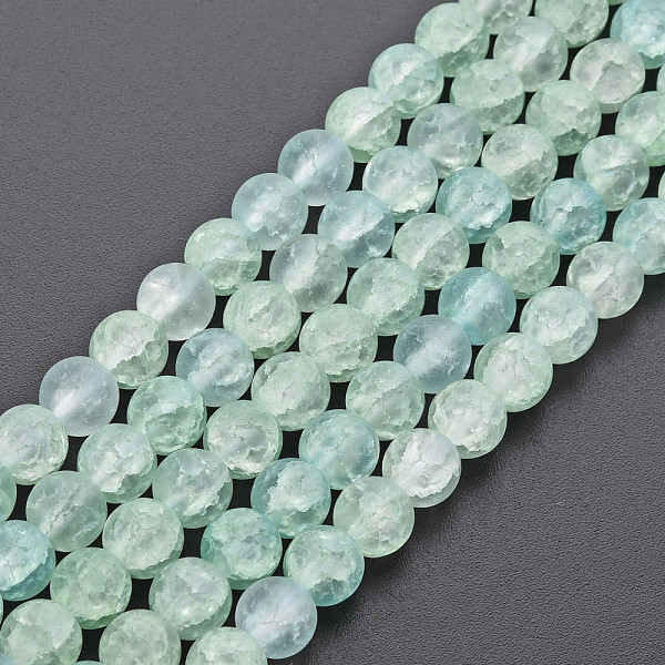 

PandaHall Crackle Glass Beads Strands, Dyed & Heated, Frosted, Round, Light Green, 6mm, Hole: 1mm, about 65~68pcs/strand, 15.35~15.75 inch...