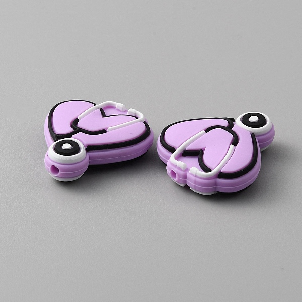 

PandaHall Silicone Beads, DIY Nursing Necklaces and Bracelets Making, Chewing Pendants For Teethers, Heart with Stethoscope, Lilac..., Purple