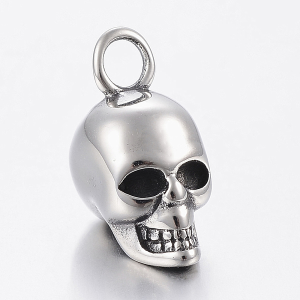 

PandaHall 304 Stainless Steel Pendants, Skull, Antique Silver, 20x9x13mm, Hole: 3.5mm 304 Stainless Steel Skull
